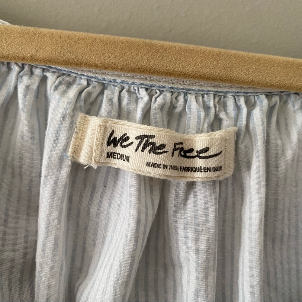 Free People | Yoke neck, 3/4 sleeve, seersucker striped swim cover | SZ M - Picture 4 of 6
